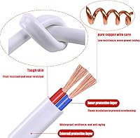 Vista 5 de Cable de Extensión Delgado Blanco de 15 Pies, Cable de Extensión de 2 Clavijas para Uso Interior y Exterior con Toma Única - Ideal para Luces