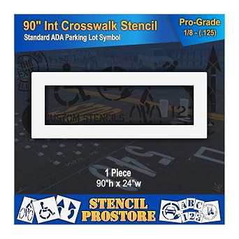 Pavement Stencils - 90 inch - International Crosswalk - for Pedestrian Traffic - 90" x 24" x 1/8" 128 mil - Pro-Grade