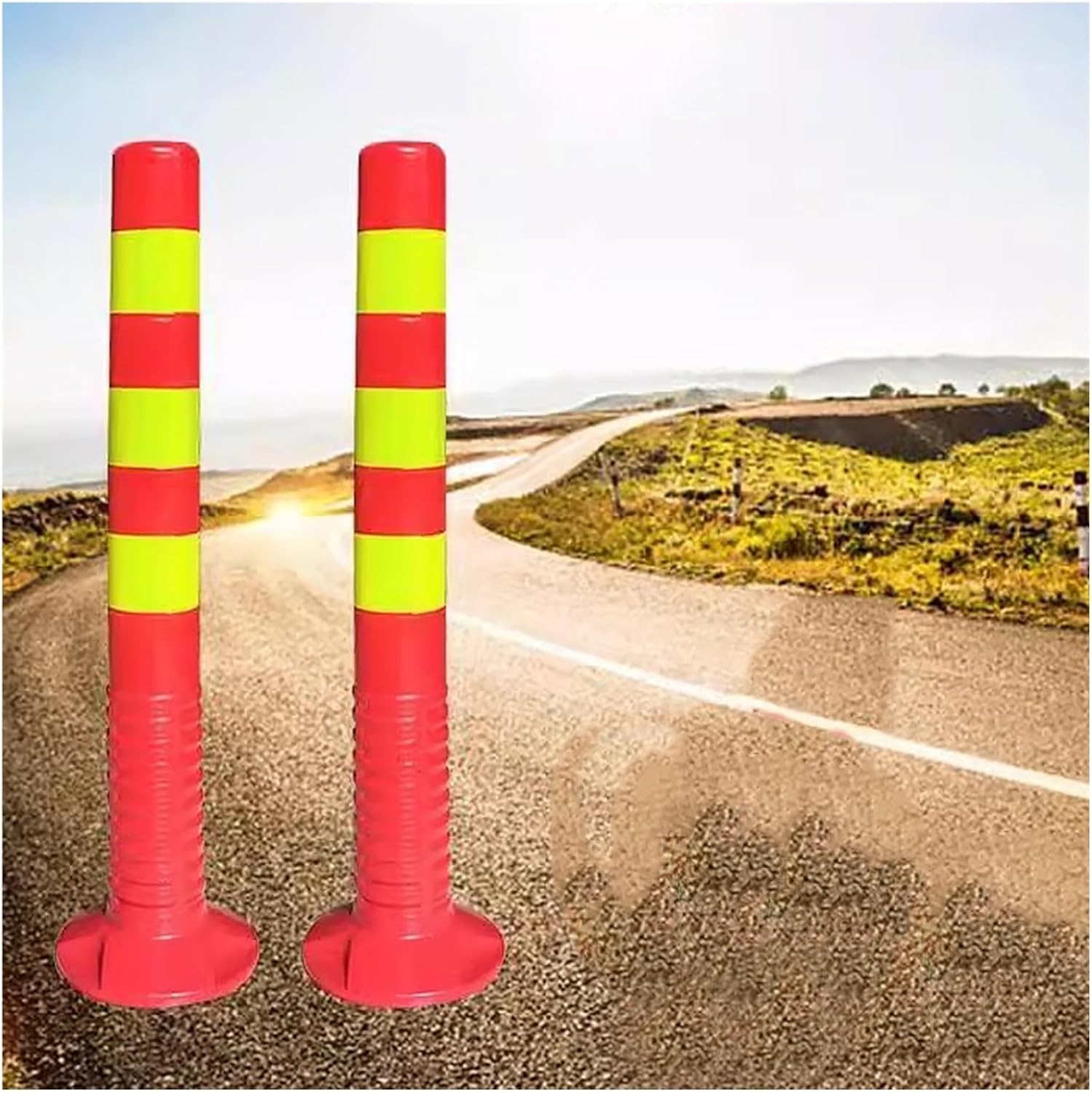 Safety Cones,Traffic Delineator Parking Post,2 3 4 6 12 Pack Flexible Reflective Channelizer Cone,Commercial Driveway Orange Safety Cones,for Construction Site/Road/Garage
