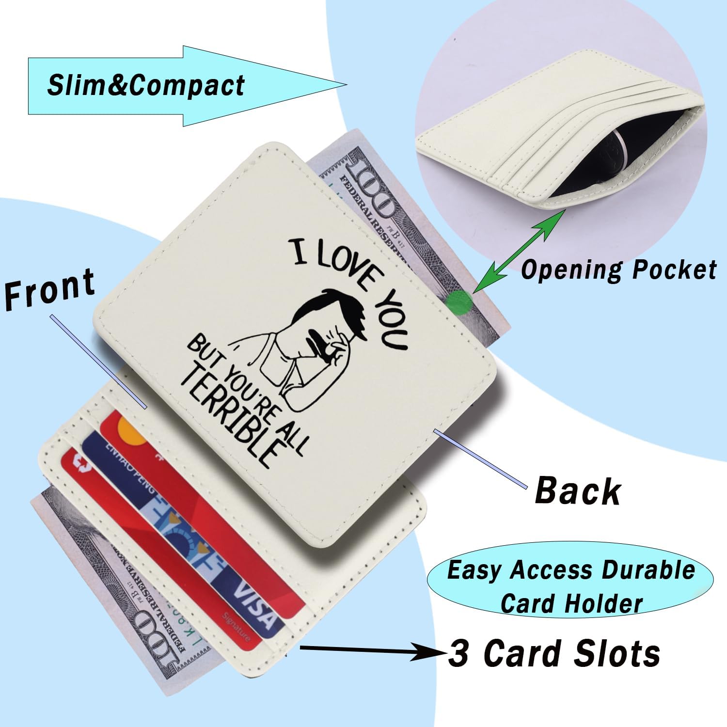ENSIANTH Cartoon Merch Bob Family Lover Card Holder Comedy Character Fans-I Love You But You’re All Terribe Leather Wallet (Terribe CH)