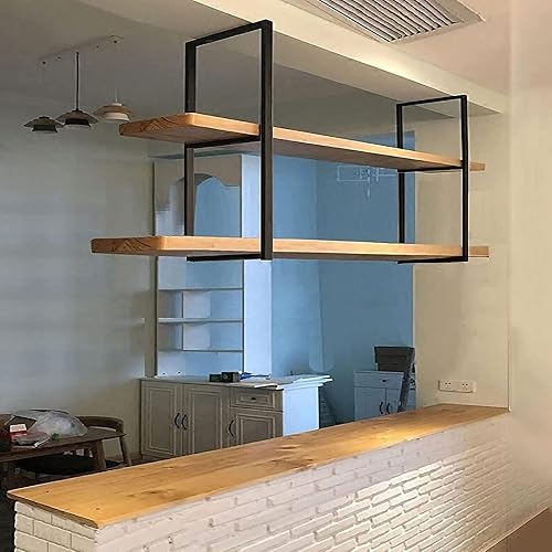 Miniatura 2 de Shelves Hanging Ceiling Shelf Wine RacksIndustrial Ceiling Mount ShelfRetro Iron Metal Frame Plant Display Stand, Kitchen Bar Restaurant Storage
