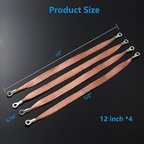 Miniatura 8 de Correas de tierra automotriz, 3 piezas de 10 x 12 pulgadas y 2 correas de conexión a tierra profesionales de 13 x 12 pulgadas, kit de correa de