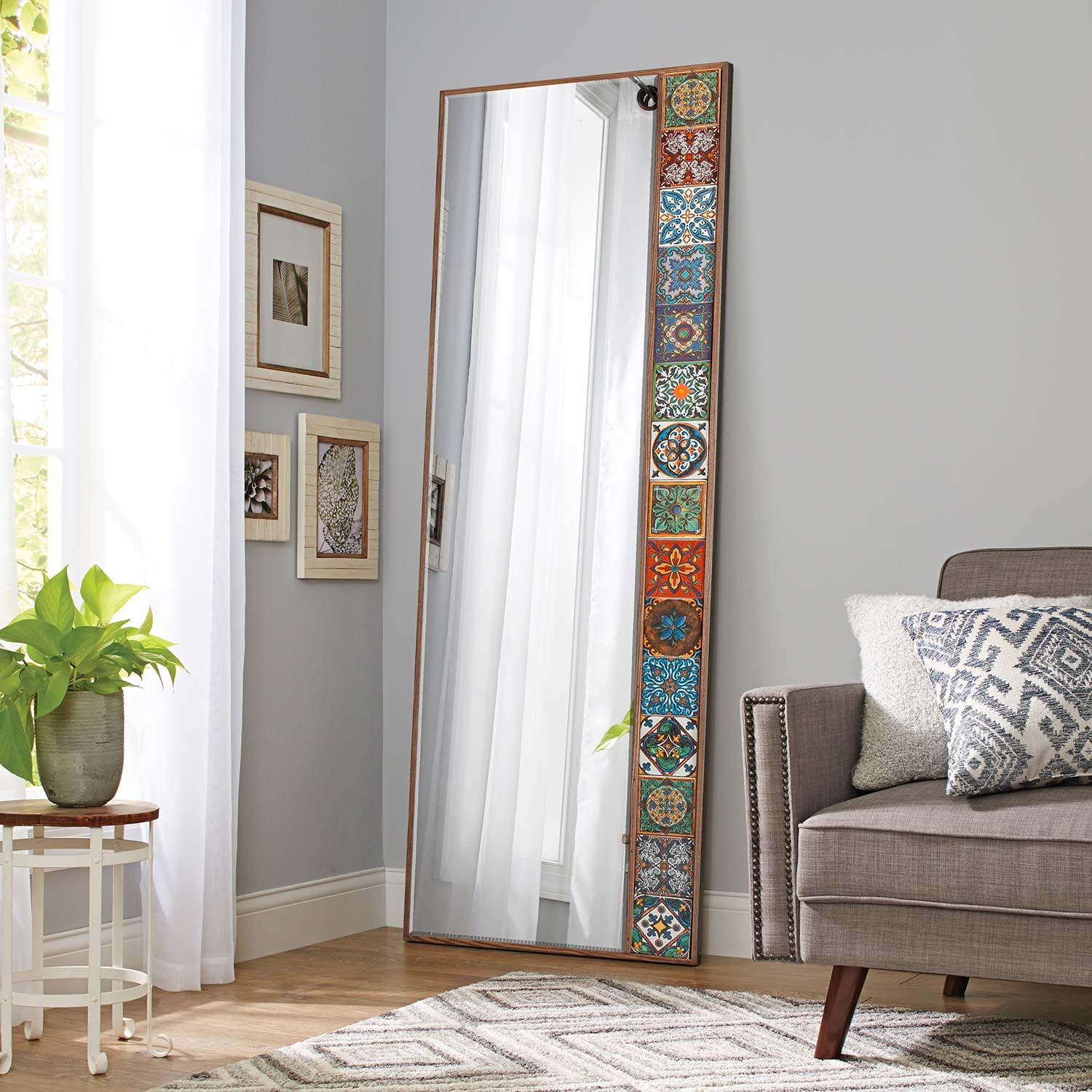 Miroir en céramique au style éthnique 50 x 148 cm pour une ambiance zen et chaleureuse