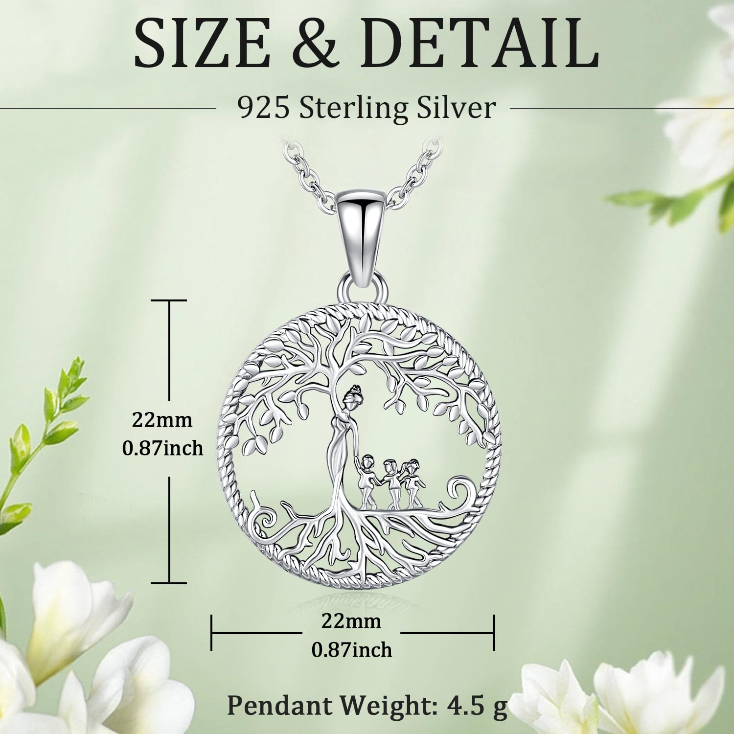 Lebensbaum Kette für Damen 925 Sterling Silber Familie Mutter Kind Baum des Lebens Anhänger Halskette, Geburtstag Muttertag Schmuck Geschenke für Mama Tochter Oma Schwester