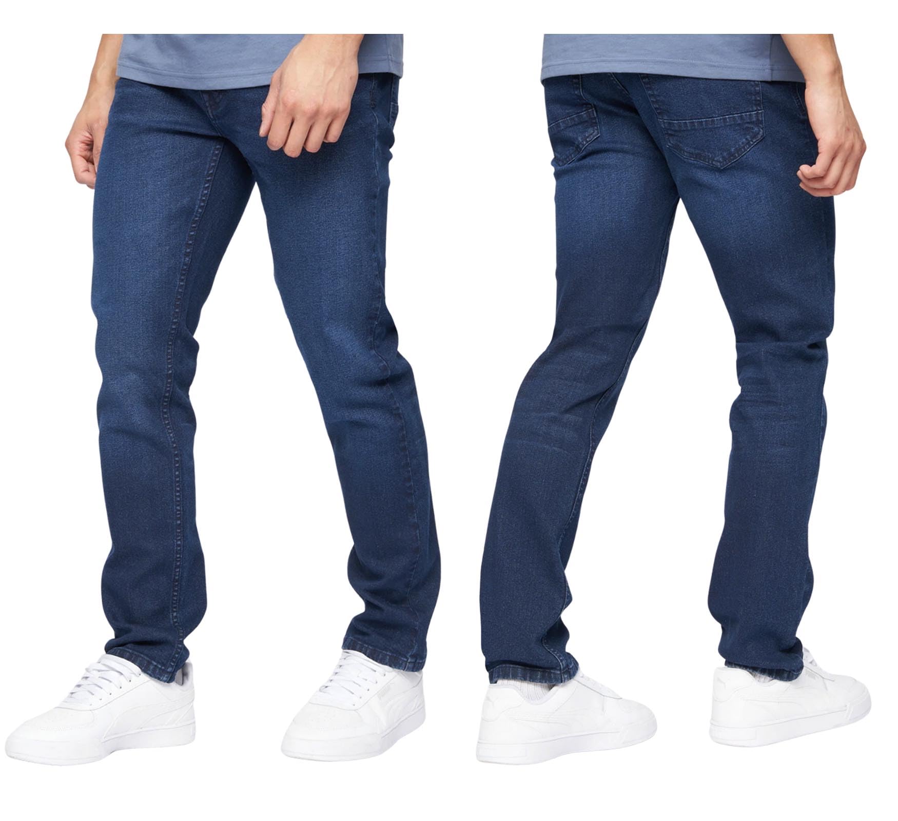 Crosshatch Mens Slim Fit Stretch Jeans Denim Male Designer Trousers Pants by JEANBASE Dark Wash 36W X 30L