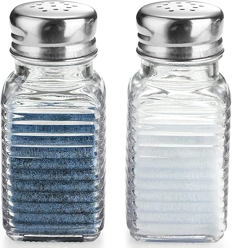 Juego de saleros y pimenteros de cristal, juego de saleros rectangulares