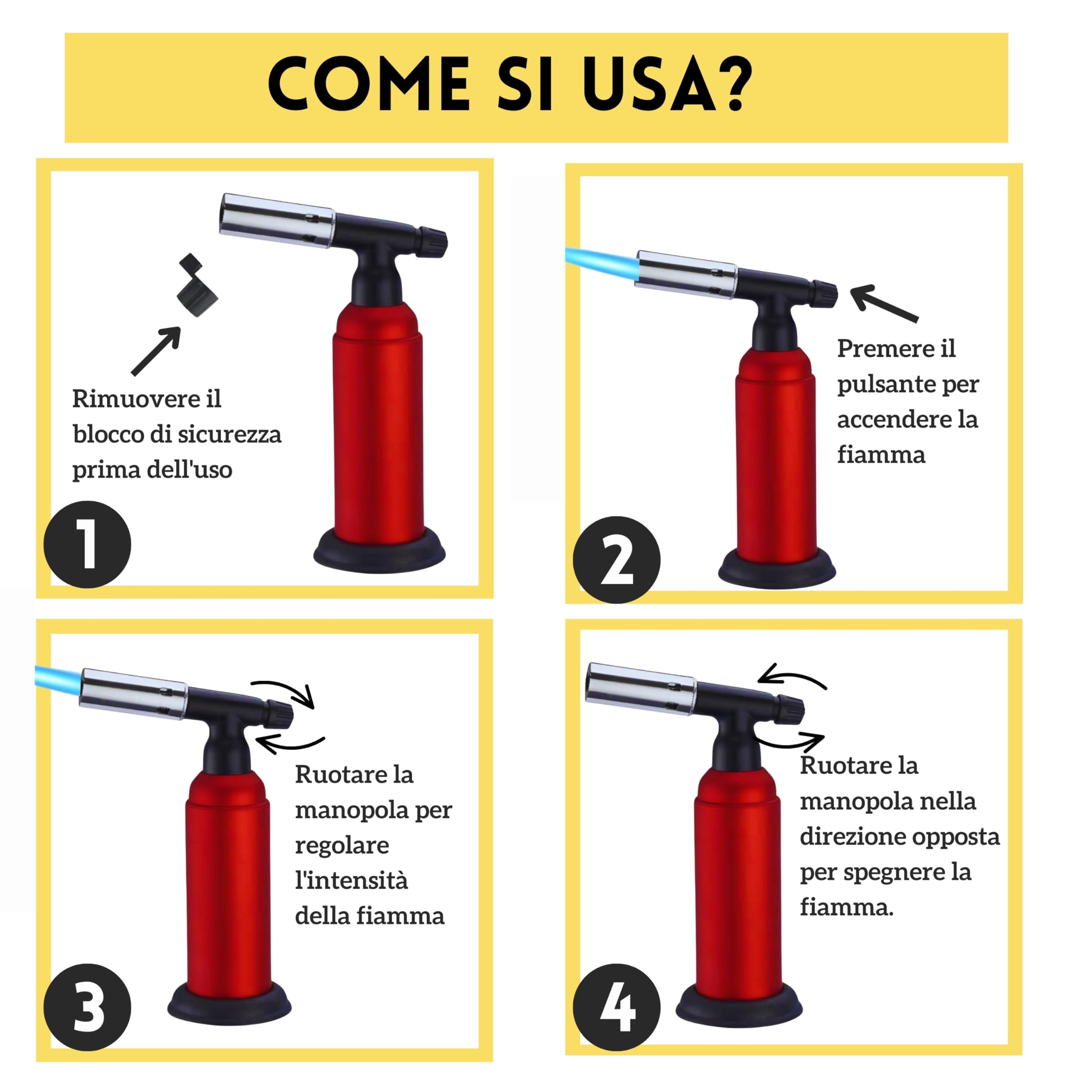 Sondiko Chalumeau de Cuisine, Triple Taille de Flamme Réglable