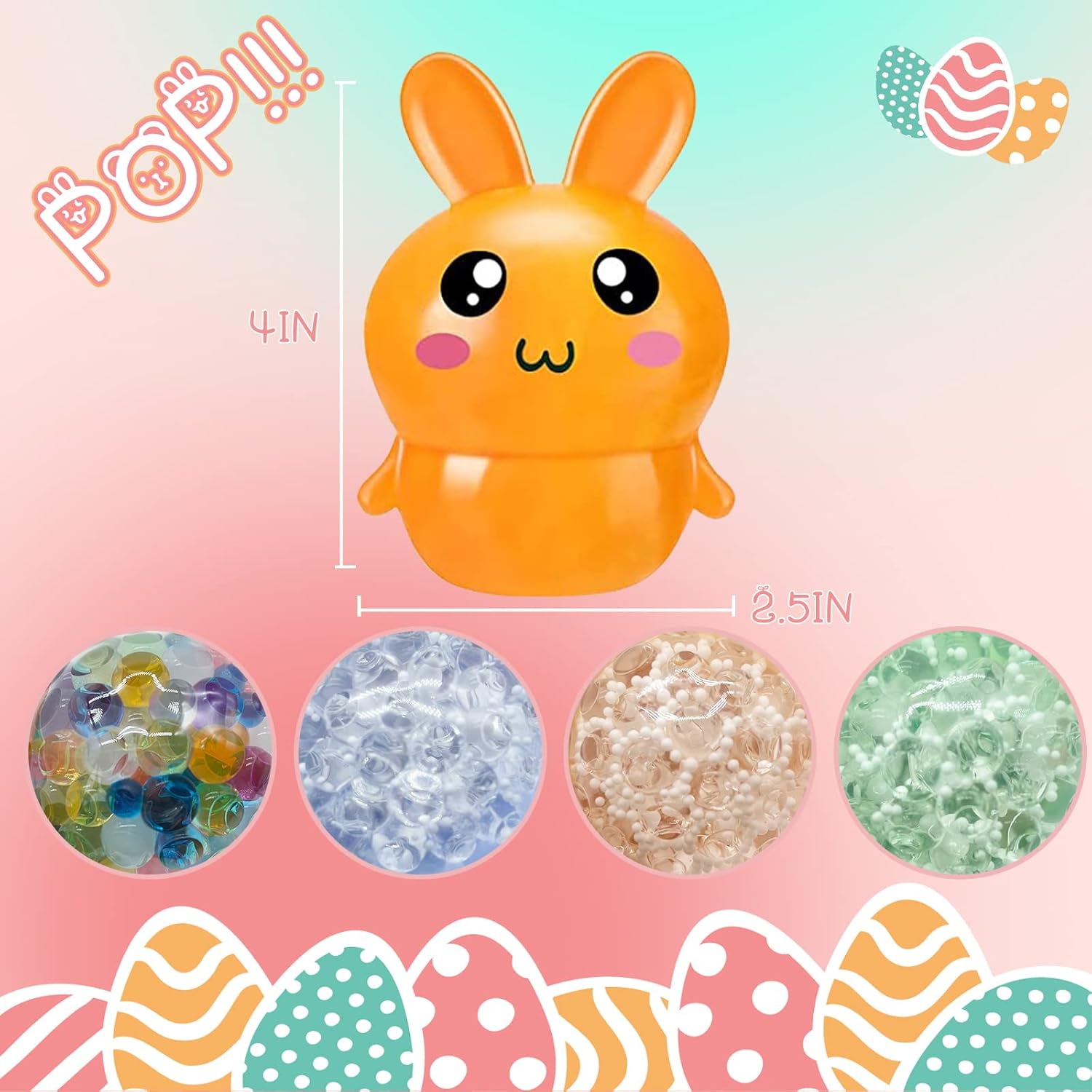 Squishy Easter Bunny,Easter Basket Stuffers Stress BallsToys for Kids Adults,4Pack Bunny Squeeze Ball Stress Relief Fidget Toys Easter Party Favor Gifts