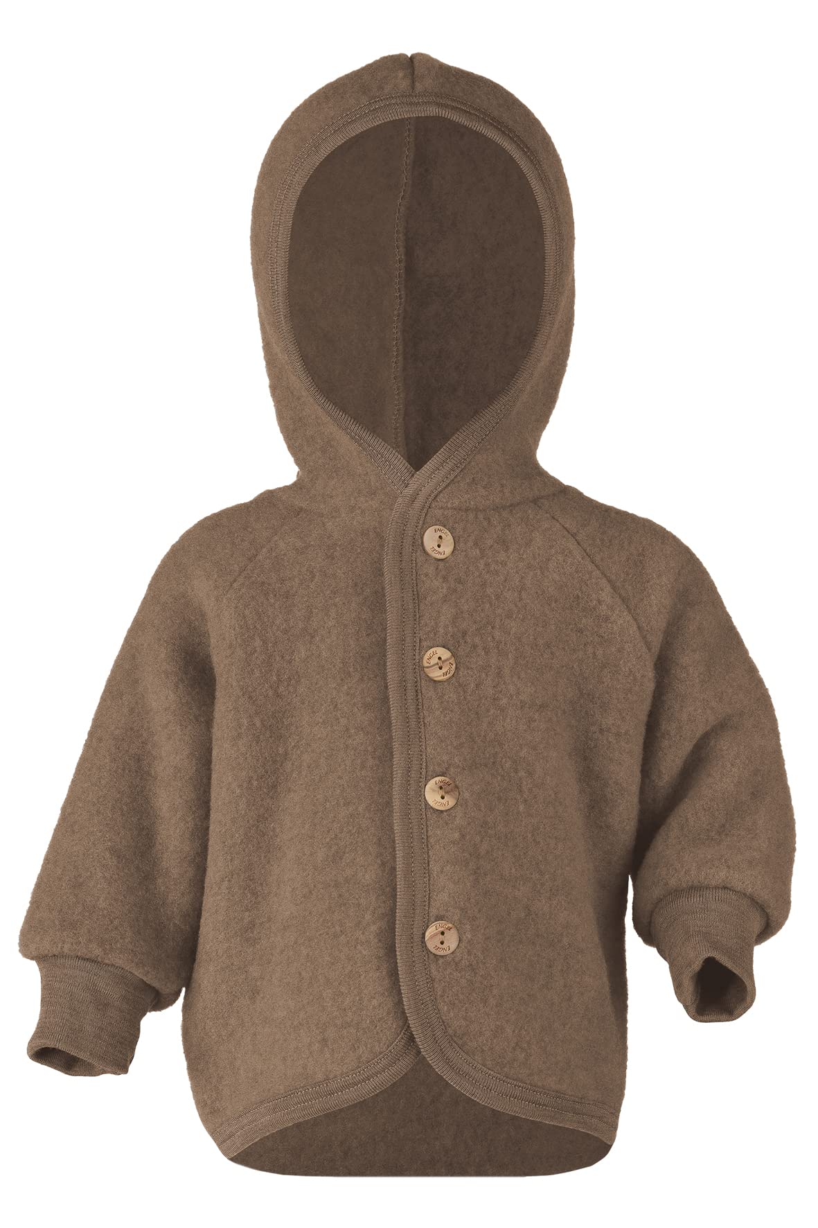 Engel Baby Jacke mit Kapuze Wollfleece (walnuss Melange, 50-56)