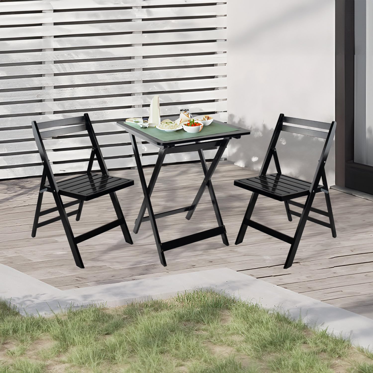 THINIA HOME Pack 2 Sillas Plegables de Madera de Haya Barnizada Buiani