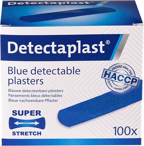 Detectaplast Bandaids Impermeables Elásticas, Bandas Blue Wound para manipulación de alimentos, vendas detectables para botiquines de primeros