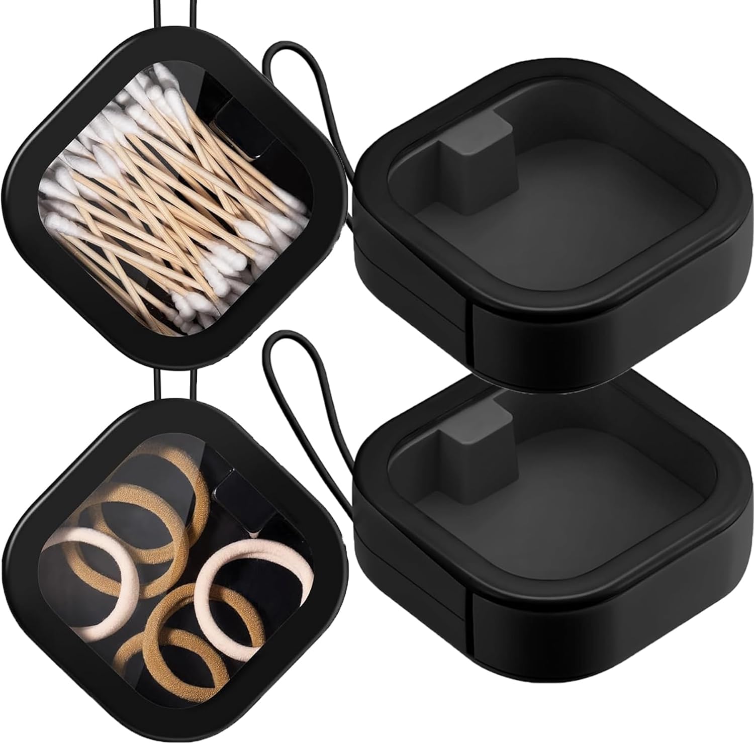 2 pcs Hair Tie Organizer,Portable Travel Qtip Holder,Bathroom Storage Organizer Qtip