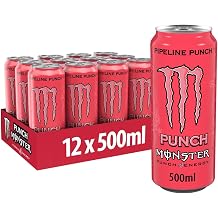 Monster Energy Pipeline Punch 12x500ml Disposable Tin with a Mix of Passion Fruit Orange and Guava