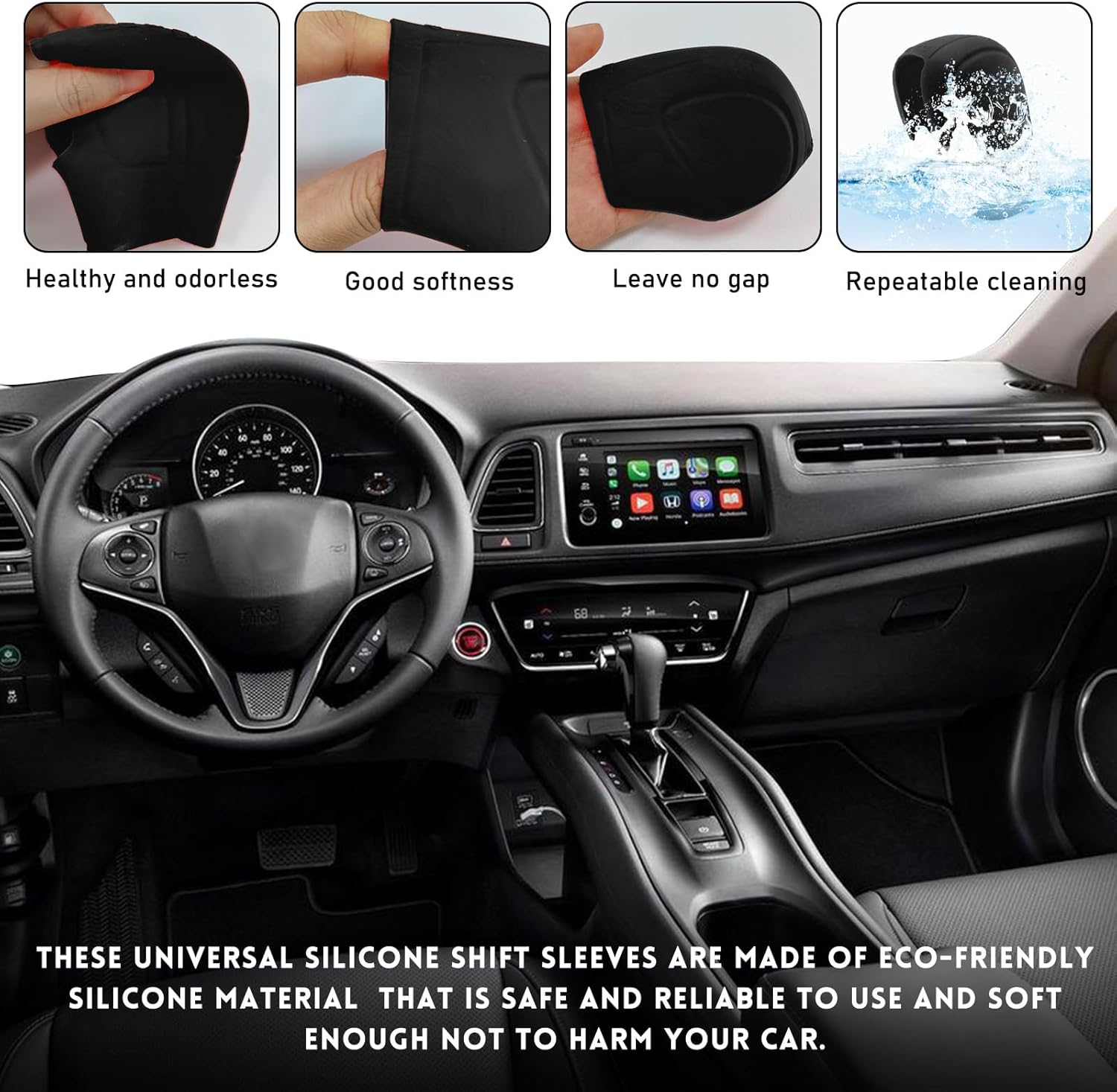 2 PCS Car Gear Shift Knob Cover, Silicone Comfortable Anti-Slip Car Knob Gear Stick Protector, Car Decorations Effectively Protects Stick Shift Knob, Car Interior Accessories (Black, Style 1)