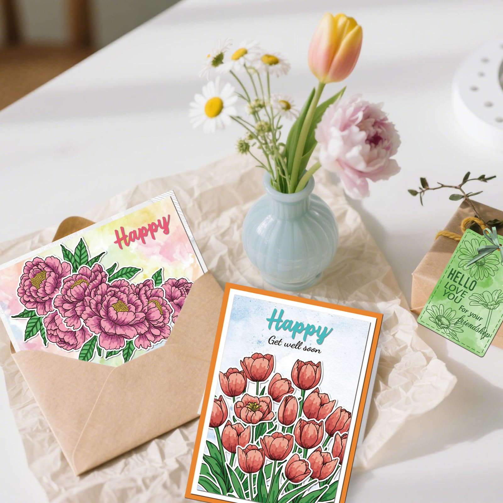 Flower Stamp & Die Set - Peonies, Daisies, Tulips -3
