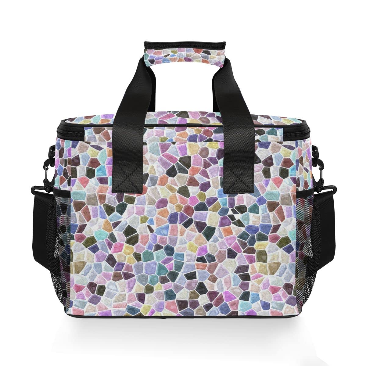 Bolsa de picnic de 15 L, 24 latas, bolsa de almuerzo aislada con mármol, bolsas para viajes, camping, barbacoa, actividades al aire libre, asas, correa para el hombro