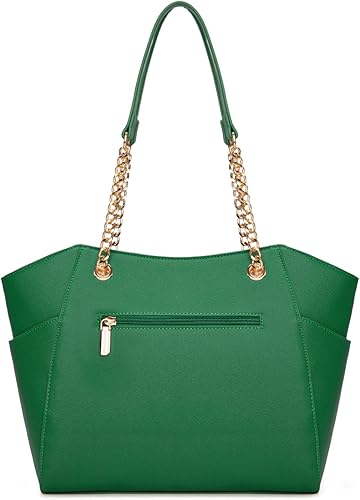 Vista 42 de Montana West Bolso de mano para mujer con asa superior con cadena Gris/Negro,M Café,M Deep Rose Rojo,verde, (M Green),Beige,Monograma