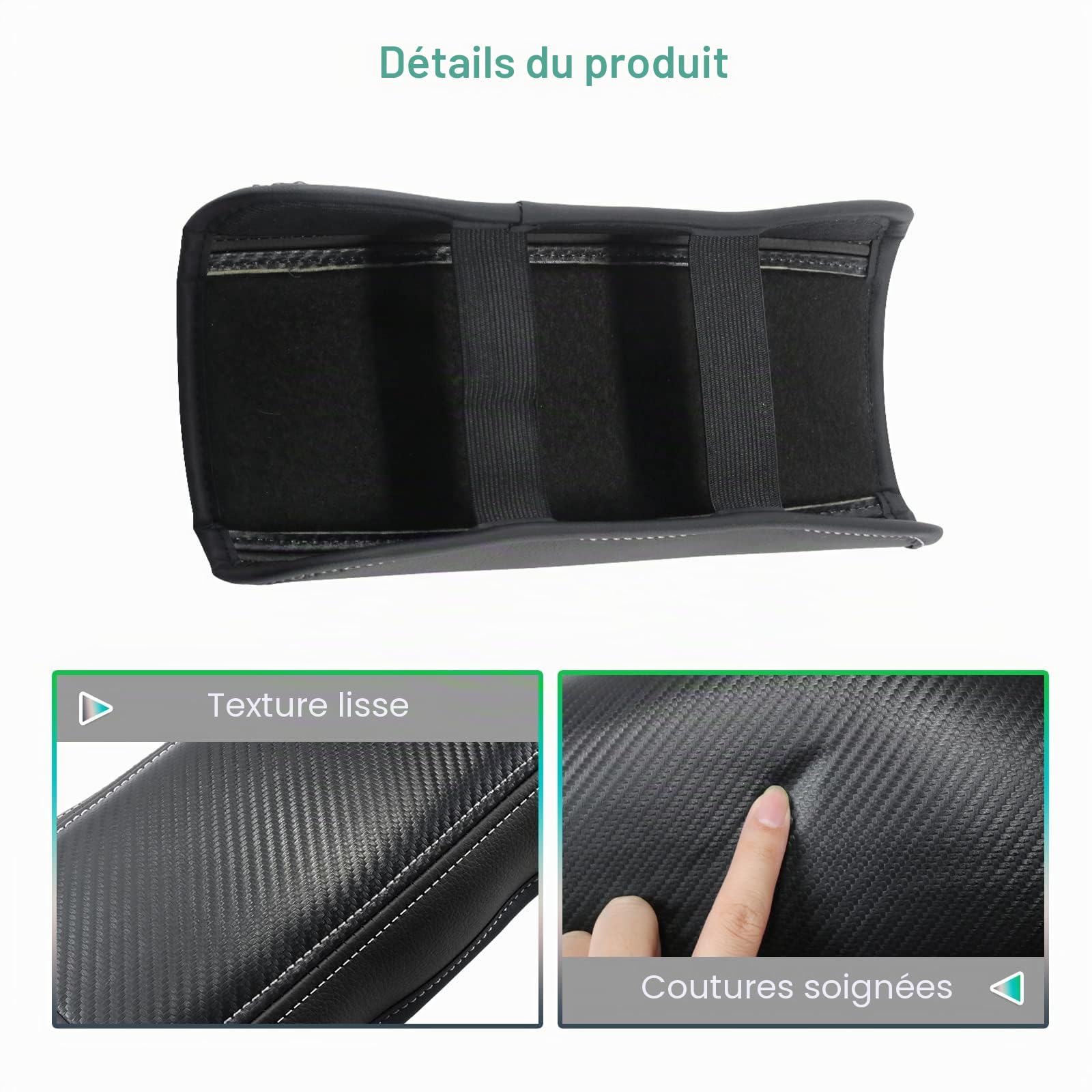 GAFAT Renault Captur 2 2020-2023 2024 - Housse de console centrale, protection d'accoudoir, housses d'accoudoir en simili cuir PU, compatible avec Renault Captur 2 accessoires (Noir)