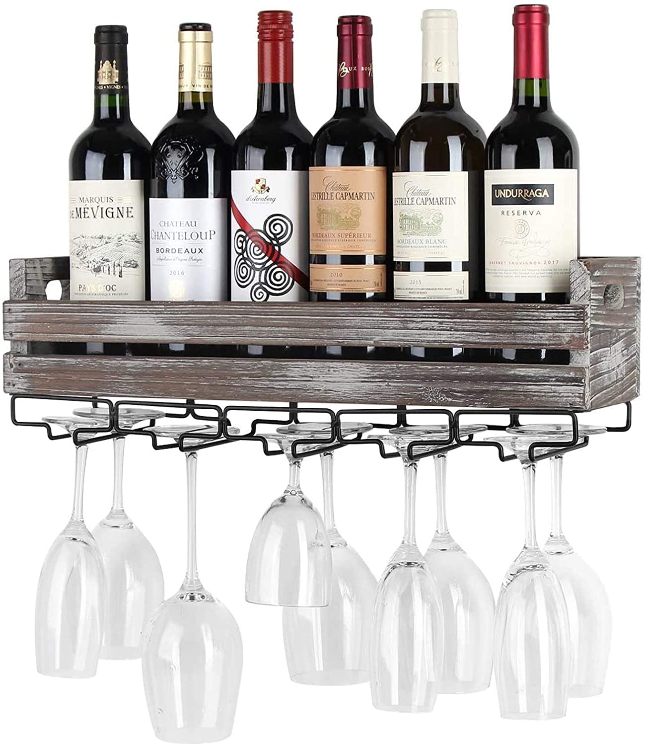 Casier à vin mural en bois noble, support élégant pour 6 bouteilles