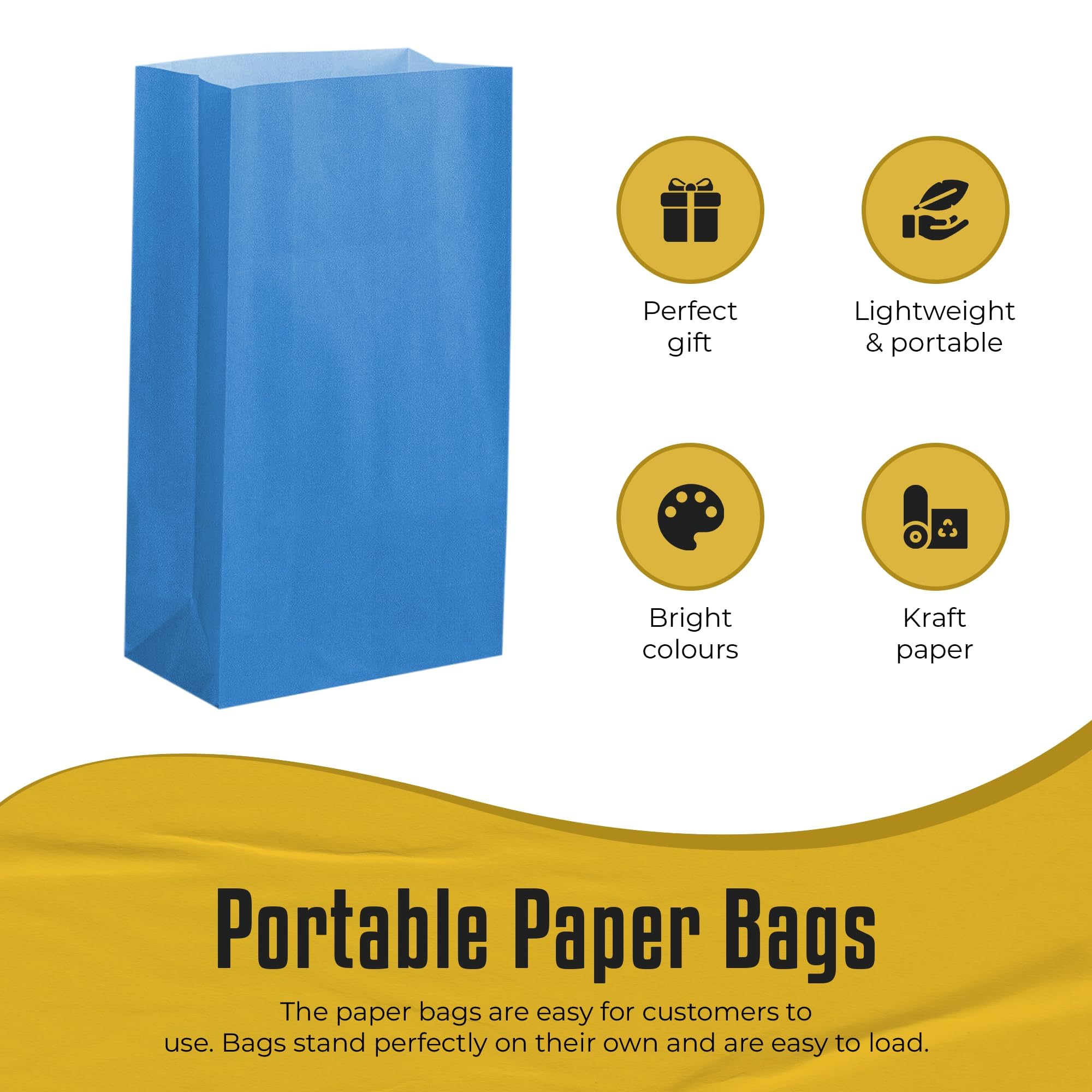 Thepaperbagstore 30 Blue Paper Party Bags, 14x24.5x7cm, Colourful Paper Gift Bags for Kids and Adults Parties Birthdays - Image 3