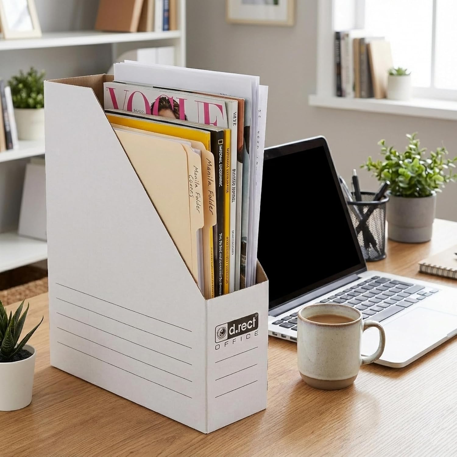 D.RECT Magazine File A4 Cardboard 100 mm - Pack of 6 | Robust Folding Magazine File for Magazines, Catalogues & Documents | Practical Archive Organiser
