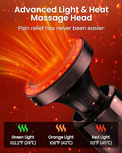 Miniatura 3 de NAPRE Pistola de masaje con calor, pistola de masaje de tejido profundo con mango de extensión y 3 ángulos ajustables, masajeador de espalda de