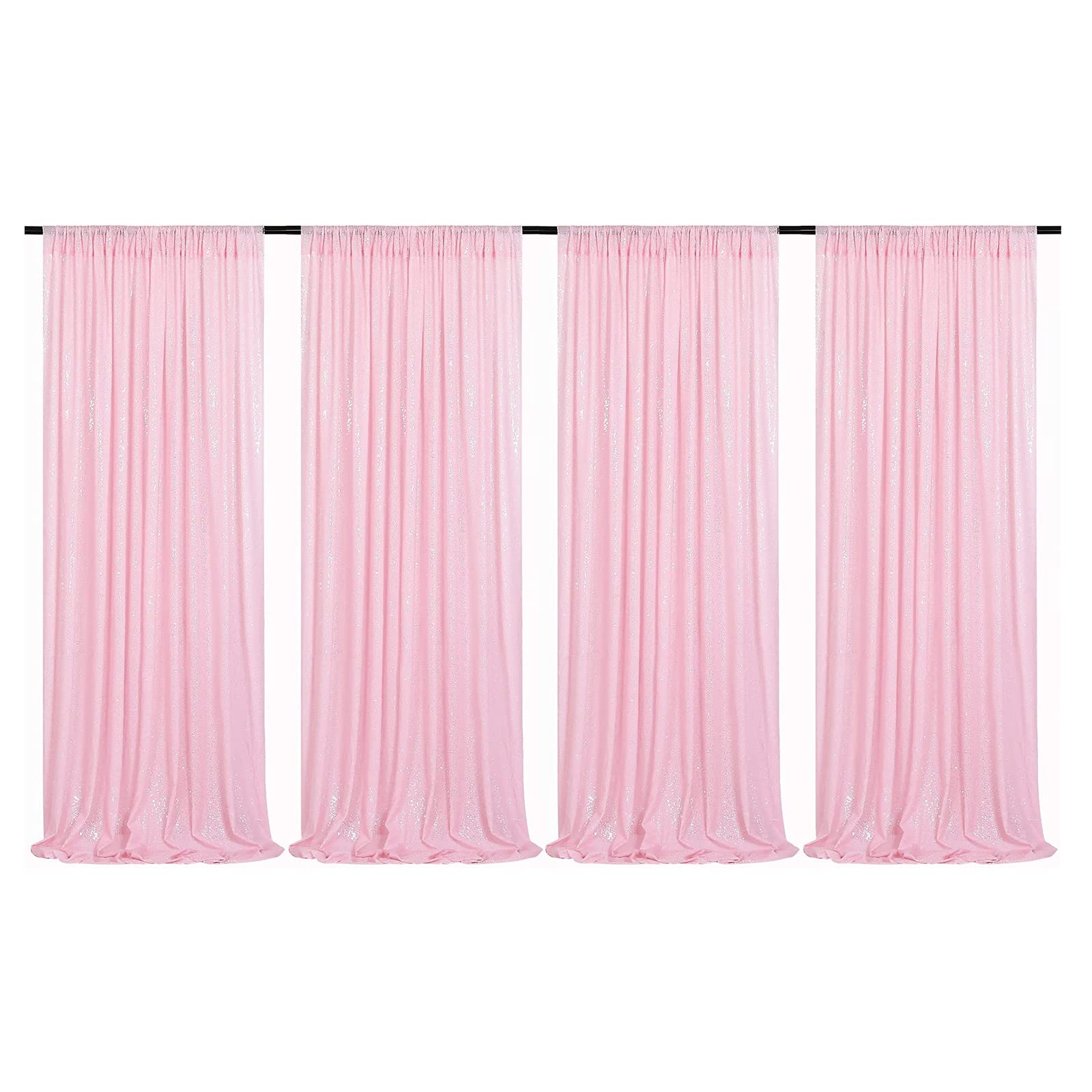 HMQIANG Pink Sequin Backdrop Curtains 4 Panels 2FTx8FT for Wedding, Birthday, Bridal Party, Photo Backdrop