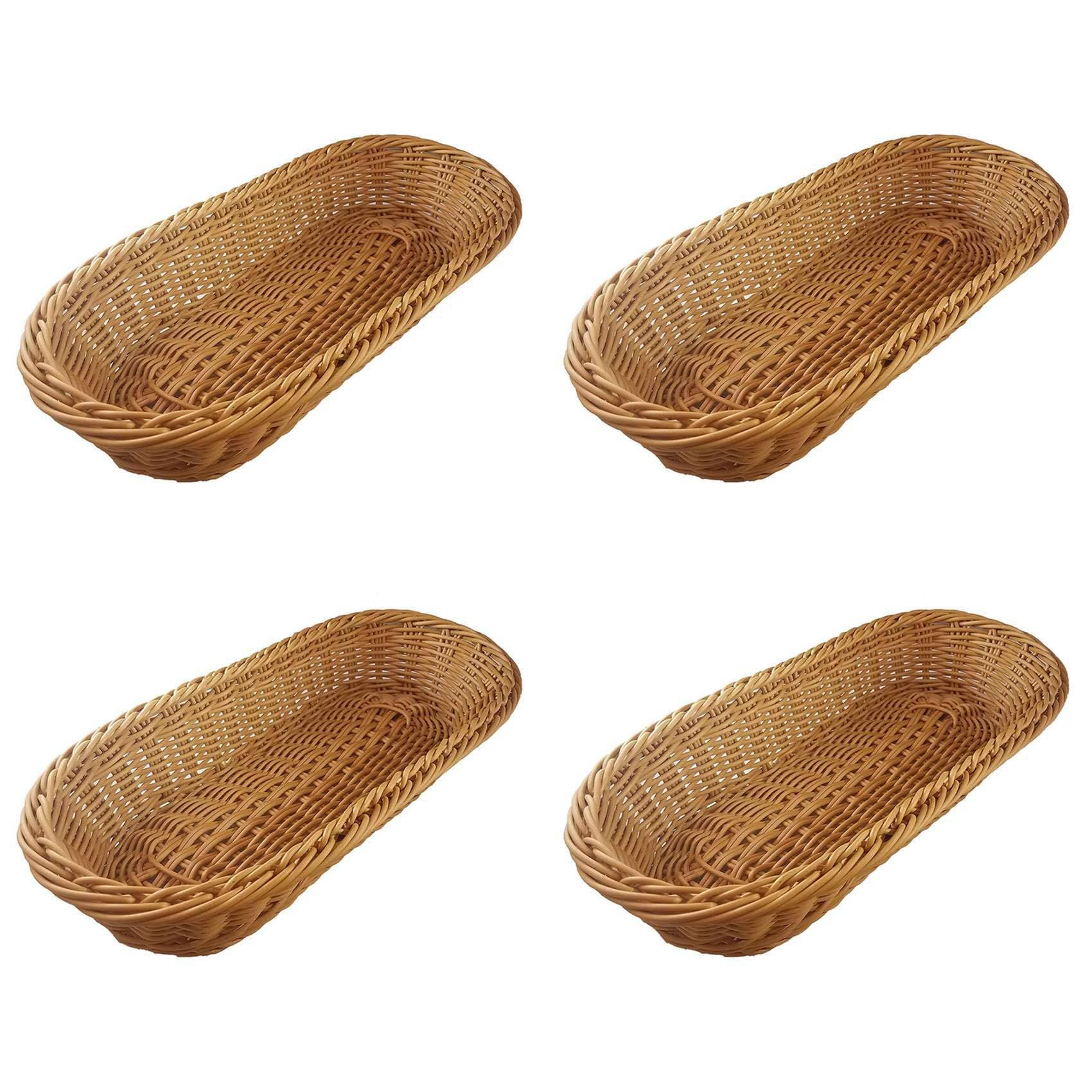 Hndhbfgrt 4X Oval Wicker Woven Basket Bread Basket Serving Basket, 14Inch Storage Basket for Food Fruit Cosmetic Storage Tabletop