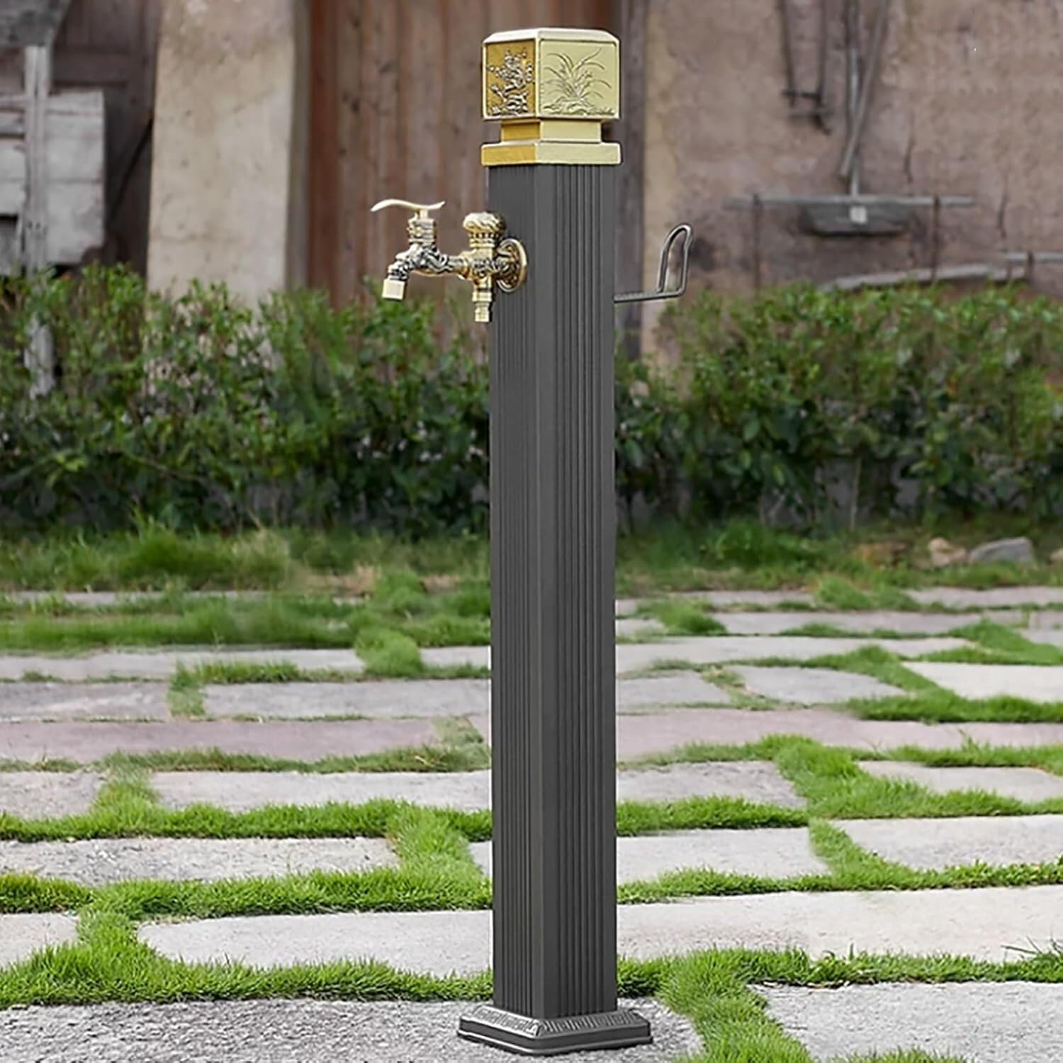 Kjobdwz One Color Freestanding Column Faucet Outdoor Water Column Garden Tap，Antifreeze Hose Faucet Extender Waters Column，With 7.5M Spray Gun Hook(114Cm/45In)