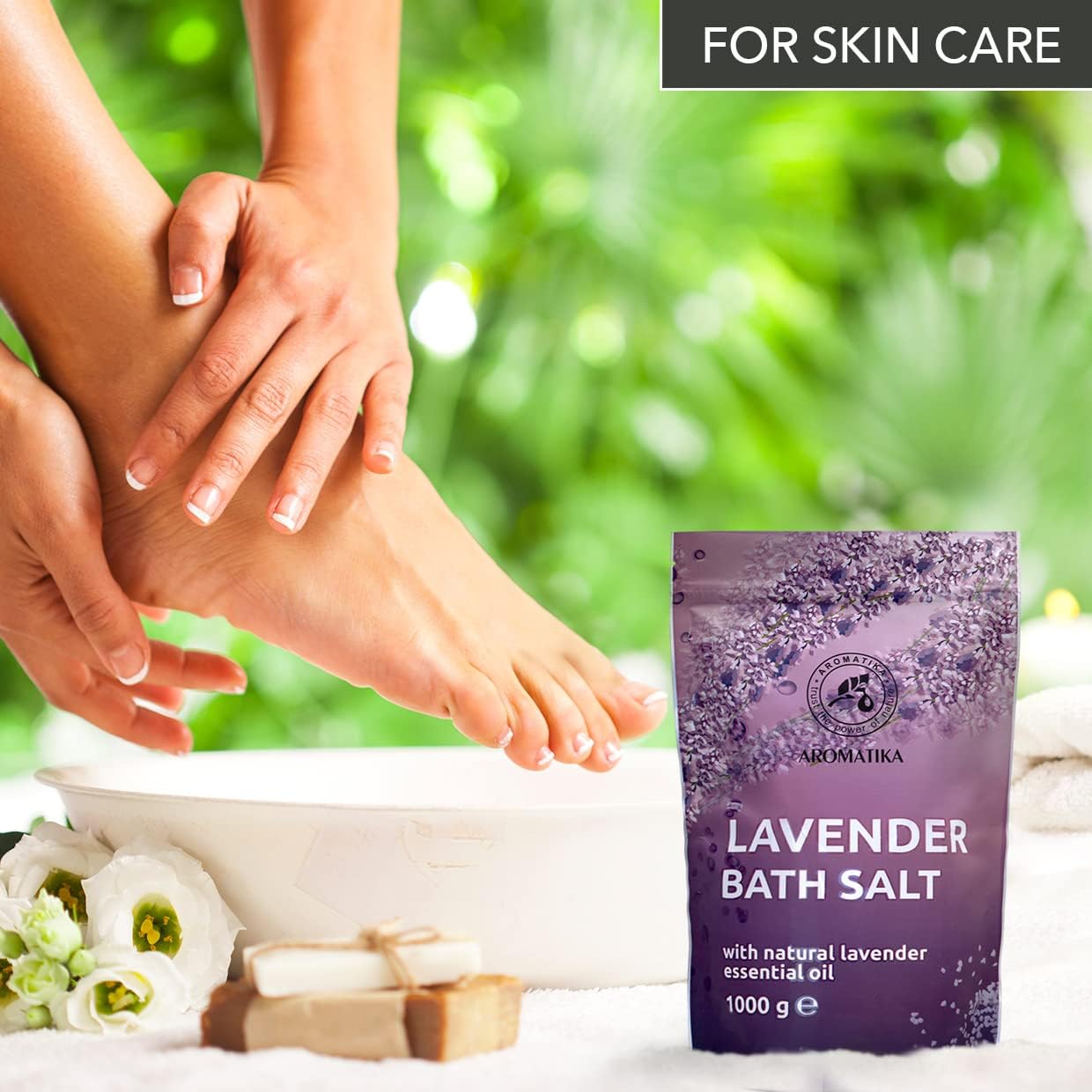 Bath Sea Salt Lavender – 35 oz (Zip Bag) - Sea Bath Salts with Natural Lavender Essential Oil - Relaxing Bath & Body Care - Spa Use