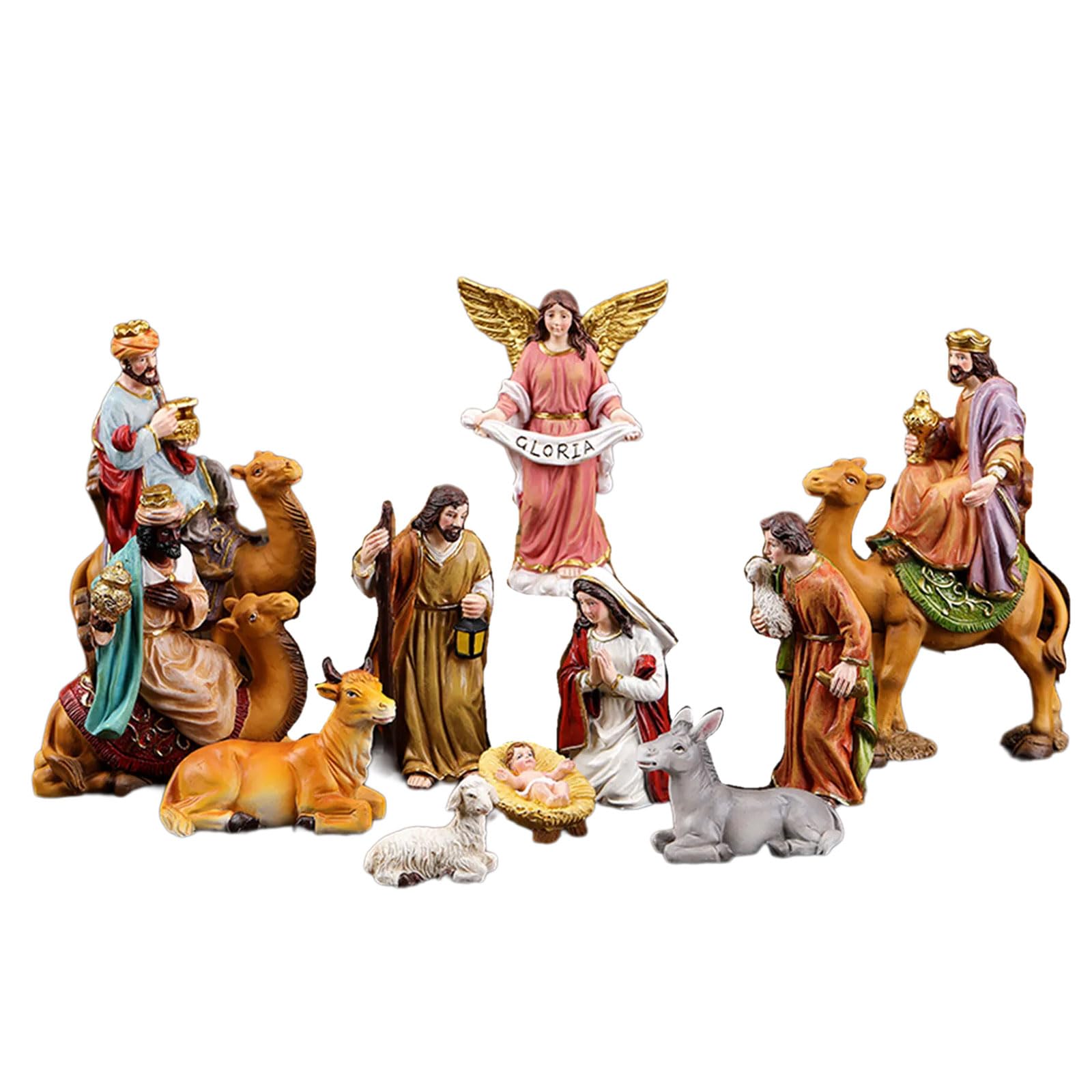 Figurines de crèche de Noël en résine pour centres de table et maison