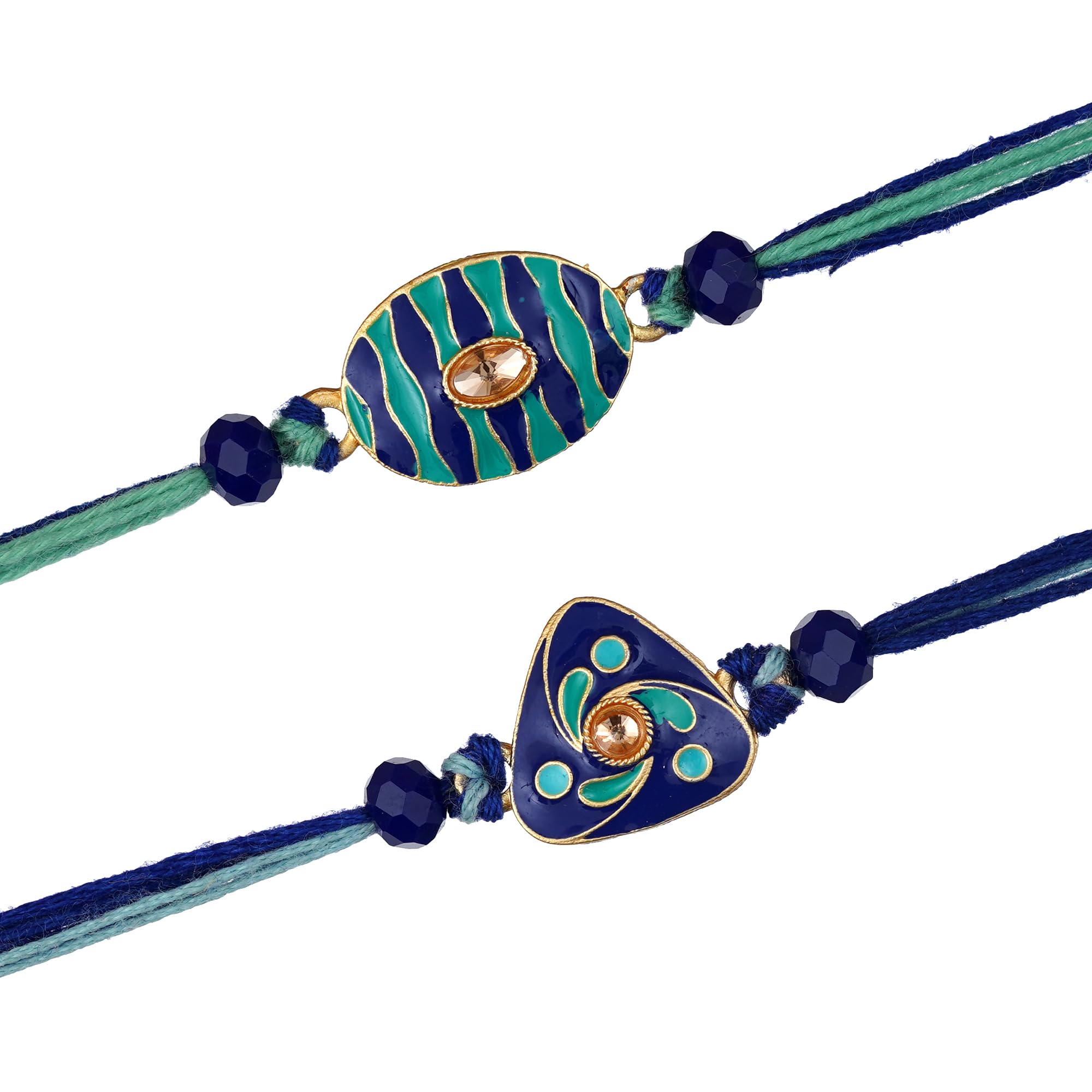 eCraftIndia Set of 2 Green and Blue Pearl Diamond Designer Rakhi with Roli Chawal Pack - Rakhi for Brother, Bhaiya, Bhai (B0C8NLQLHJ) Amazon Price History, Amazon Price Tracker