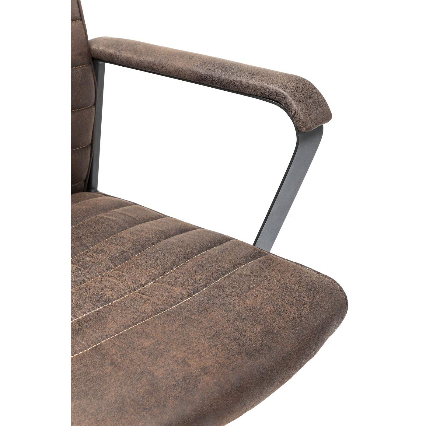 Kare Design Sedia Girevole Da Ufficio Labora, Marrone, 109X59X62Cm, Con Braccioli, Molla A Gas, Altezza Regolabile 47-57Cm, Schienale Basso, Moderno