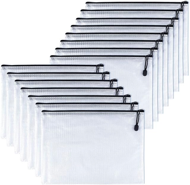 TUPARKA 15 Pcs A5 Zipper File Wallets Plastic Zipper Folder Bags Small Zip Storage Bag Black