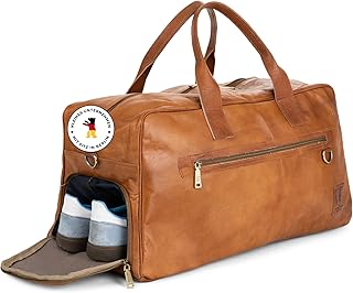 Vintage Weekender Austin XL mit Schuhfach aus Leder, Reisetasche für Damen und Herren - Braun