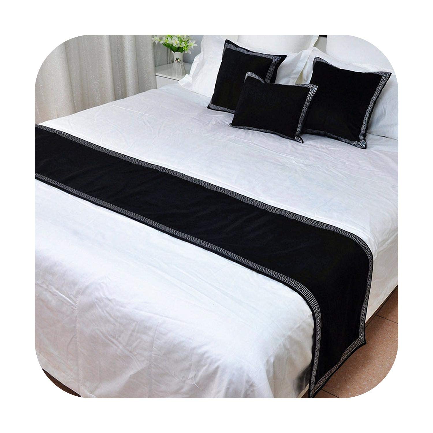 QFWMCW Velvet Bed Runner Scarf Solid Black Red Bed Spread Cover Home Hotel Decoration Bed Runners No Fading King Size-picture-21