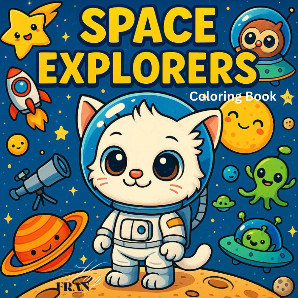 Space Explorers: Kawaii Animal Coloring Book for Adults & Teens: Cute and Cozy Astronaut Animals, Rocket Ships & Cosmic Adventures for Stress Relief and Relaxation (Kawaii Cozy Coloring Series)