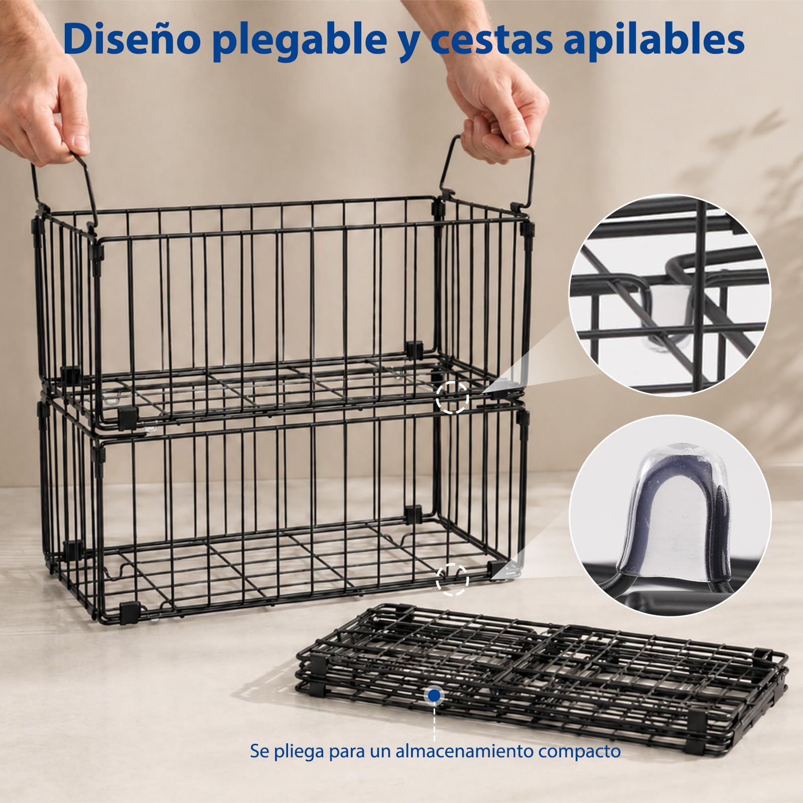 6 Cestas para Congelador, Organizadores Ingredientes Congelados, 38 x 18 x 18 cm