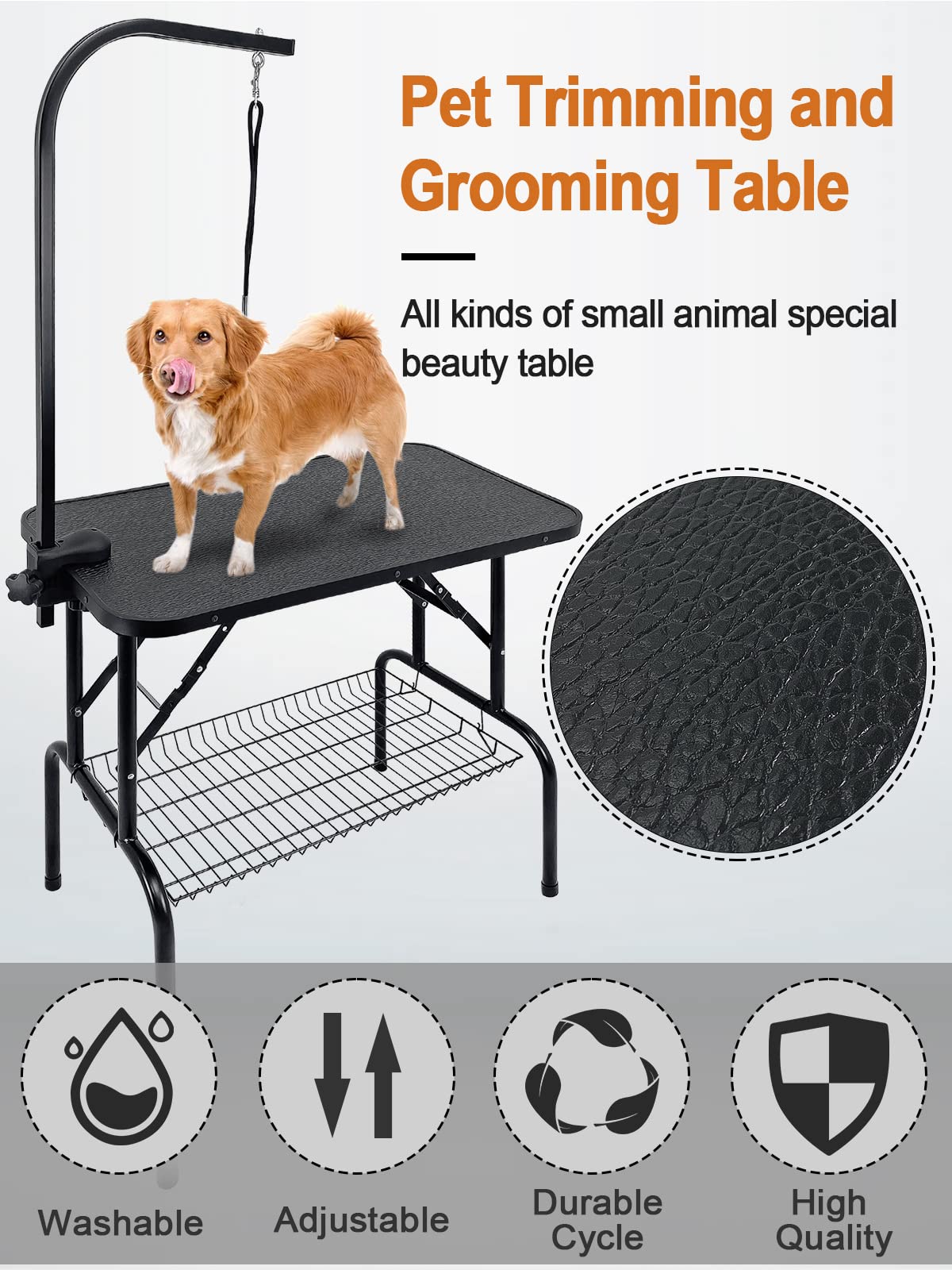 Kalolary 32inch Mesa de Peluqueria Canina Plegable, Mesa de Peluquería para Mascotas, Mesa Aseo Mascotas Mesa de Peluquería para Perros/Gatos(Negro)