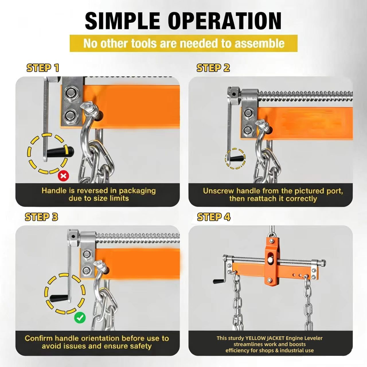 superokay Engine Load Leveler 3000LBS, 3 Position Heavy Duty Engine Hoist Accessory with Adjustable Handle | Steel Engine Leveler for Shop Crane Cherry Picker | Professional Engine Lifting Balancer