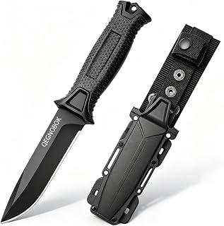 Fixed Blade Knife, 4.8" Tactical Knife Survival Knife Outdoor Hunting Knife | Outdoor Straight Knife, Utility Knife with Sheath, High Carbon Steel Blade, Non-Slip Full Tang Handle for EDC Camping Hiking