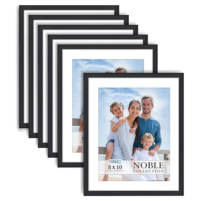 Buy Icona Bay 10x8 Picture Frames w/Mat (Black, 6 Pack), Modern