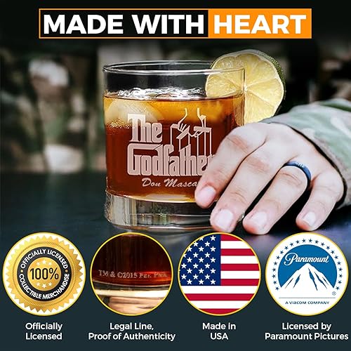 Miniatura 4 de THE GODFATHER DON - Vaso de whisky grabado con tu texto personalizado, con licencia oficial, calidad premium, cristalería artesanal, 11 onzas,