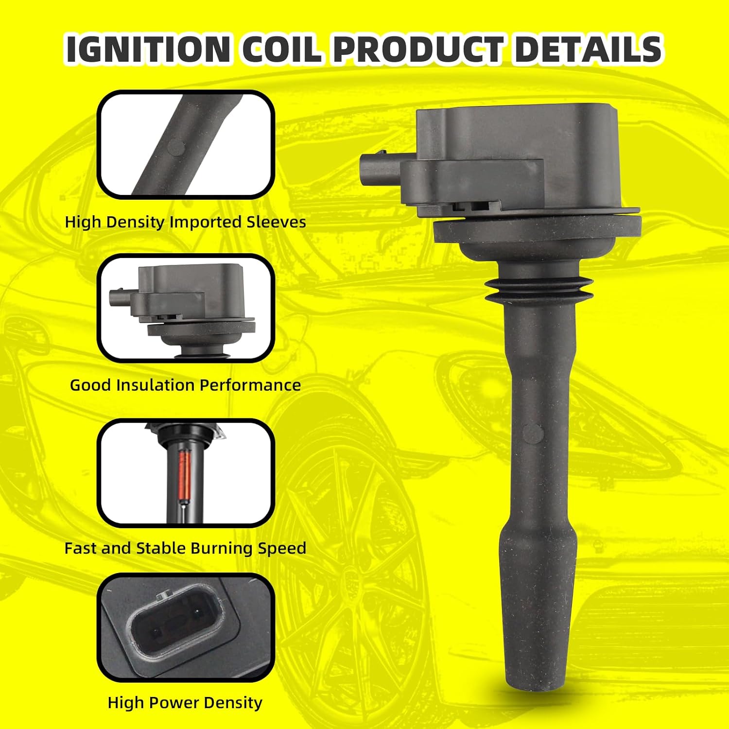 Set of 6 Ignition Coils Pack UF825 JL3Z12029A & 6 PCS Iridium Spark Plugs Compatible with Ford Explorer F-150 Transit-150 250 350 HD Police Interceptor Utility 2020-2022 3.3L V6