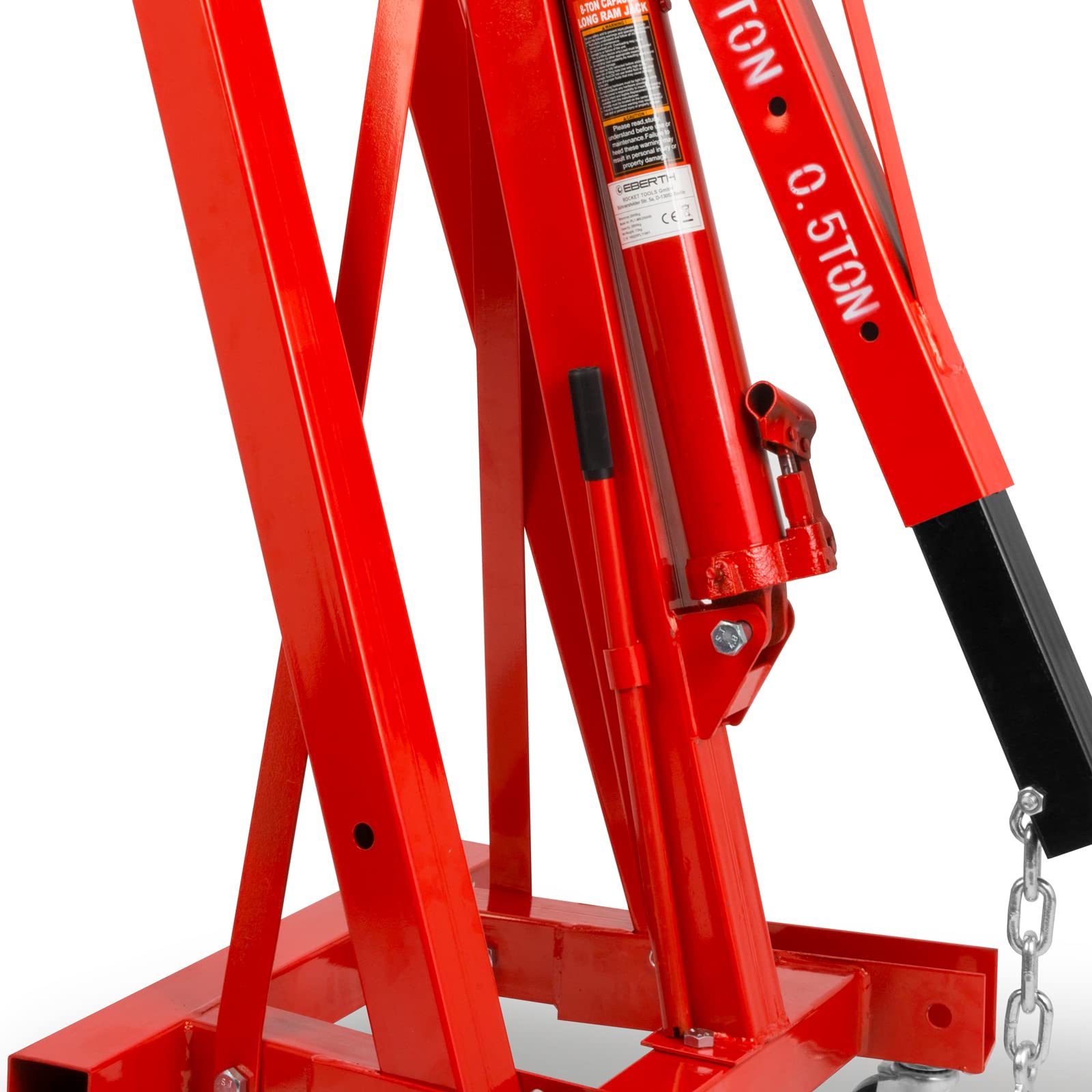 EBERTH Grue d’Atelier Chèvre de Levage d'une Puissance Maximale de 2000kg, Grue Hydraulique pour l'atelier avec Flèche de Grue Réglable en 4 Positions 1050-1590mm, Pliable, 6 Roues Pivotantes