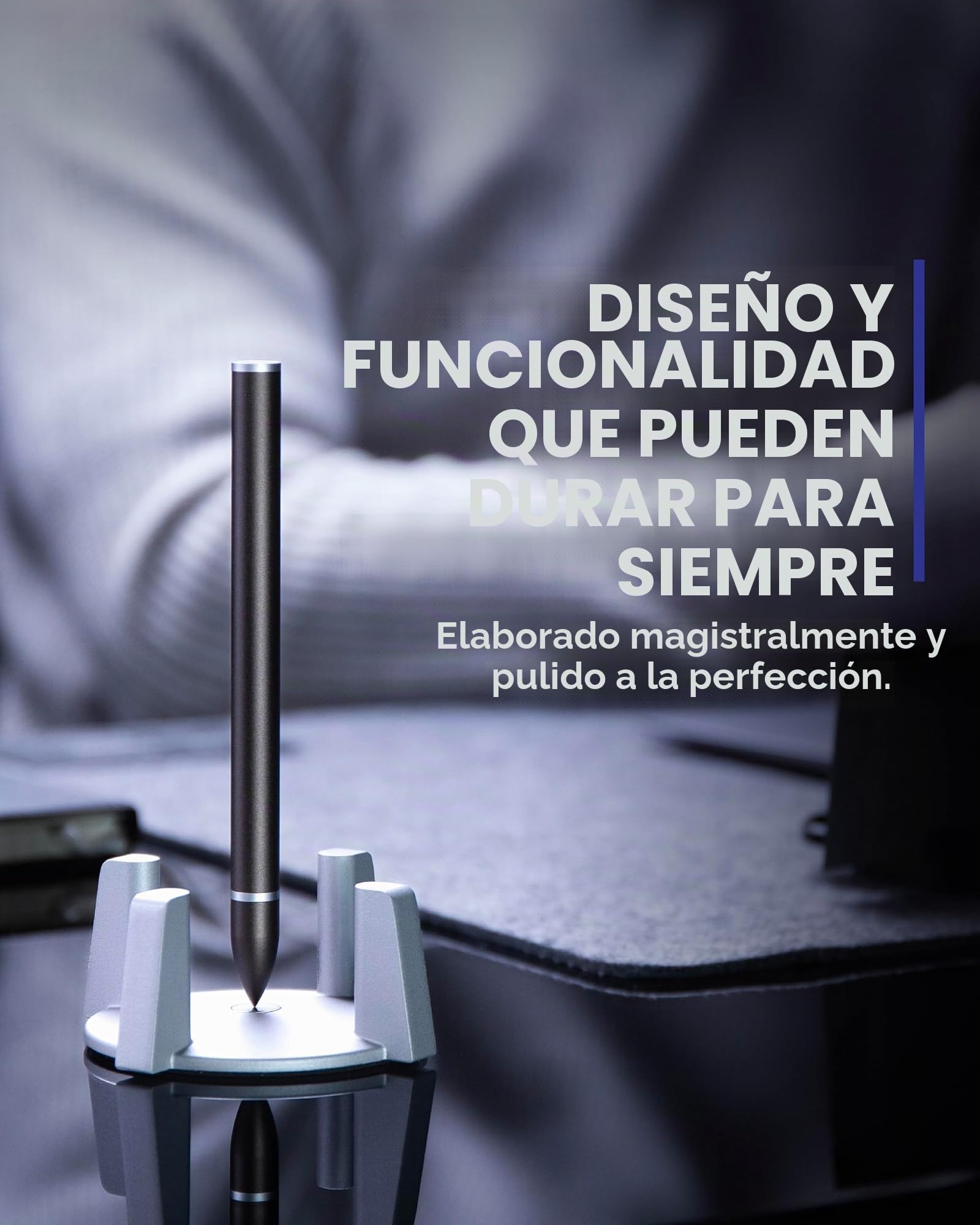 novium Hoverpen - Bolígrafo de lujo para hombres y mujeres, bolígrafo ejecutivo de pie vertical con recambio de tinta de flujo libre, hecho de metal, regalos únicos, bolígrafo de lujo