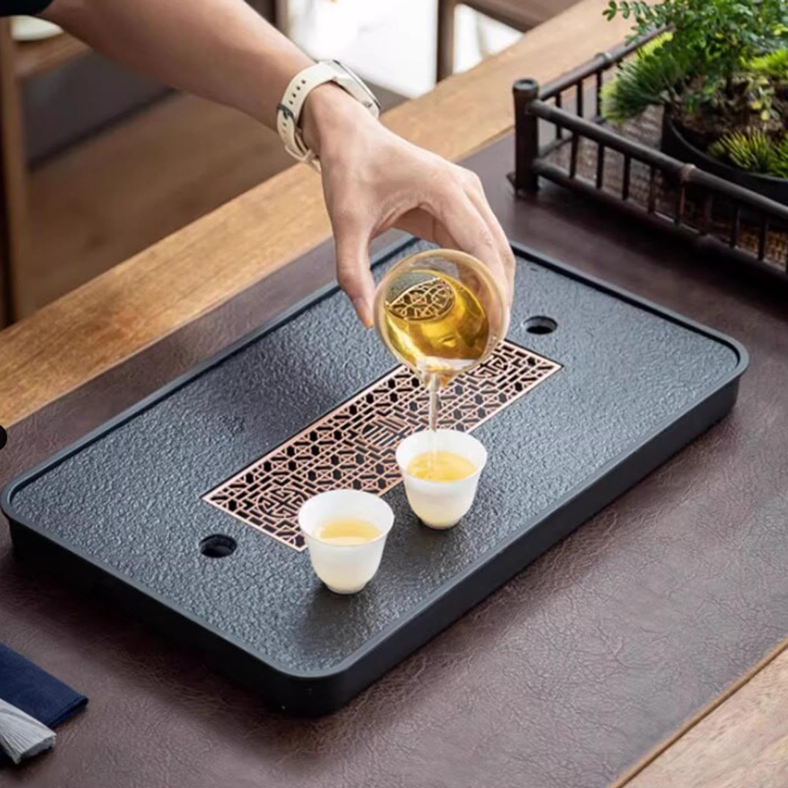 Bandeja de Goteo Piedra para Té Bandeja Multiuso Grande Desmontable