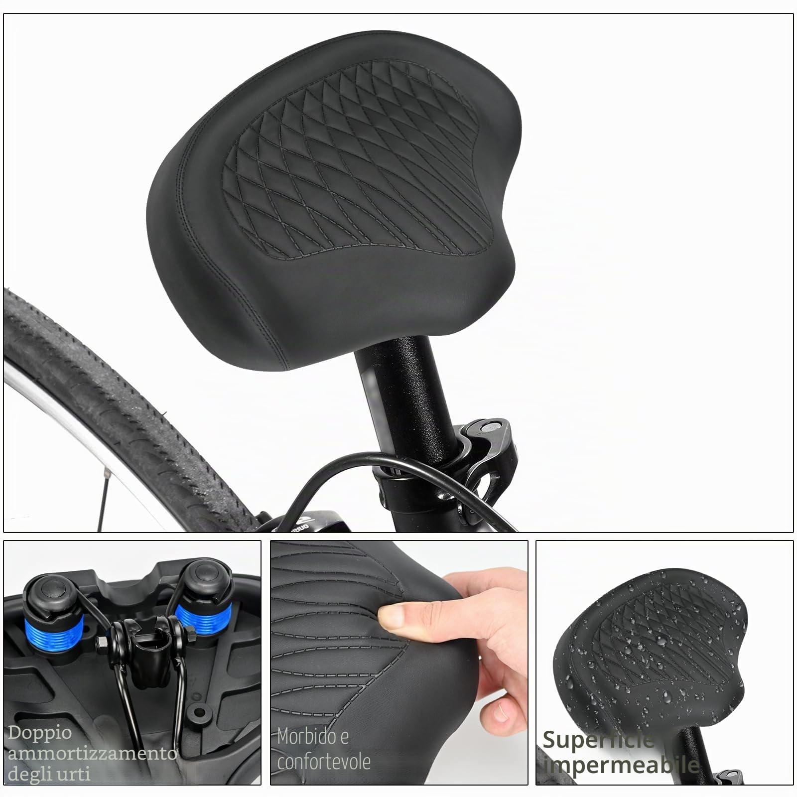 KOOOGEAR Sella per bicicletta da uomo e da donna, comoda, extra larga, traspirante, ergonomica, universale, ricambio per bici da città, Ebike, cyclette, mountain bike