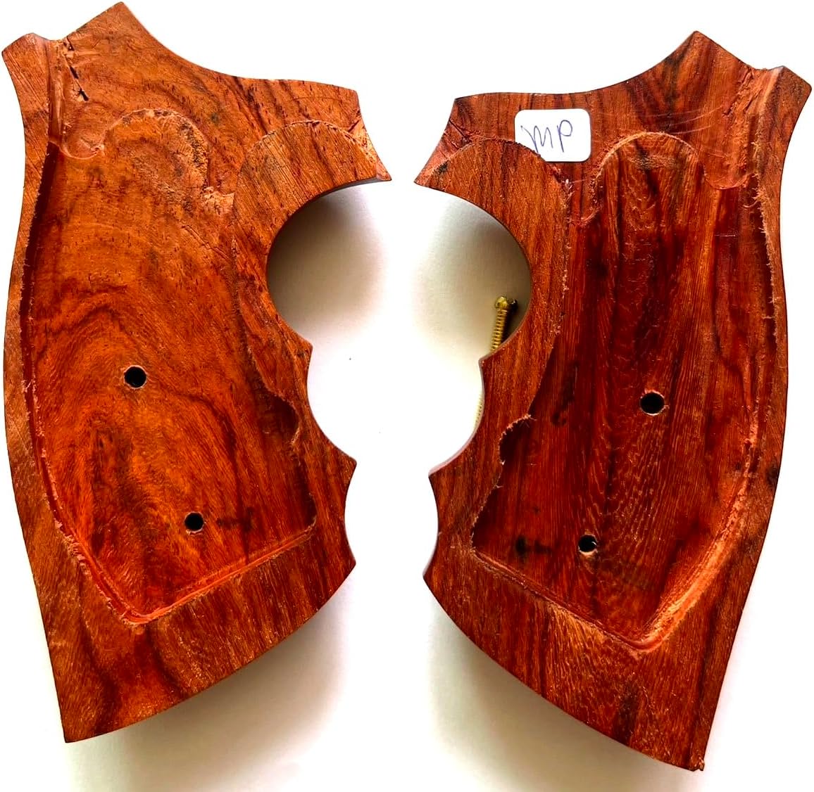 Hardwood Handgun Grips Compatible with Smith and Wesson K/L Frame Round Butt Revolvers Finger Groove Checkered Design Deluxe Classic Handmade Craft Handcraft