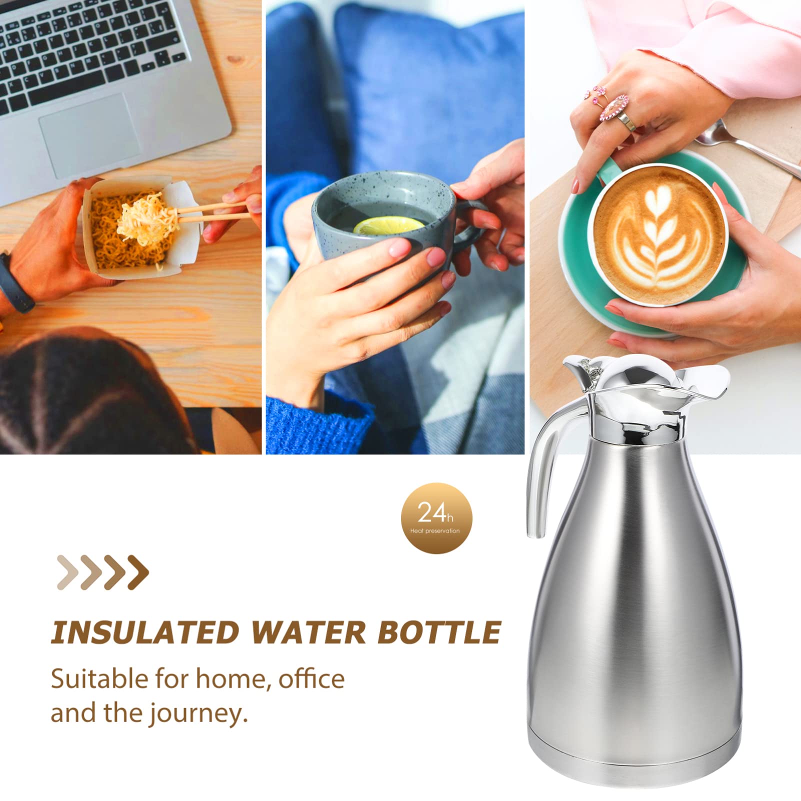 HANABASS Stainless Steel Insulated Kettle Double-wall Thermal Bottle for Home and Office Anti-leak Design Water Container for Beverages